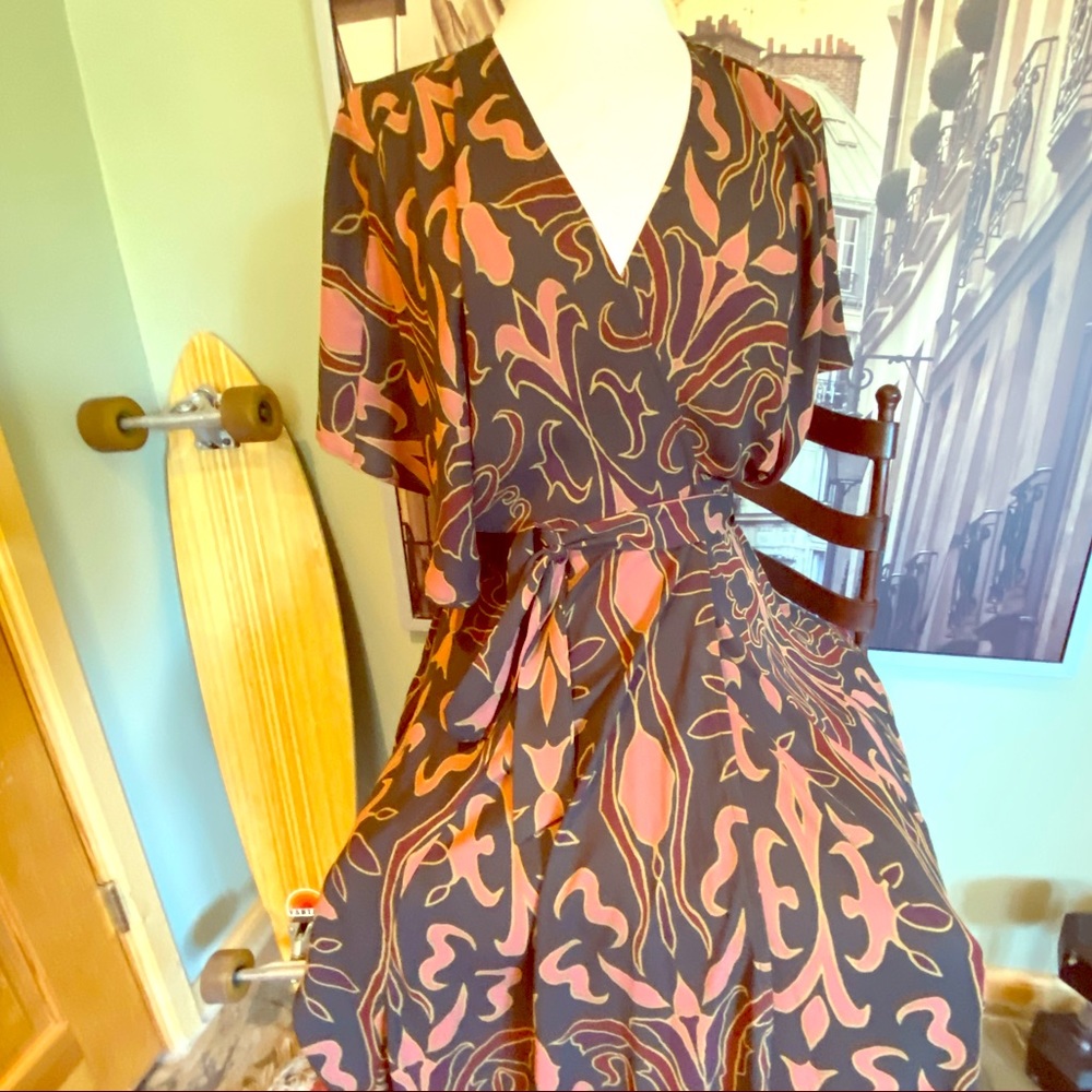 Gypsy print wrap maxi dress